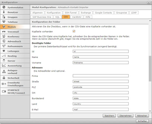 CSV Konfiguration