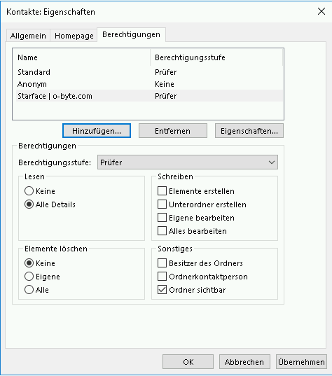 starface erweiterung adressbuch kontakt importer exchange konfiguration rechte