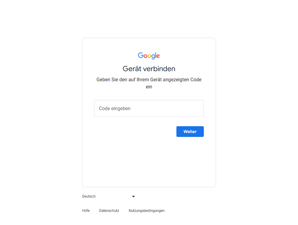 google gerätecode eingeben