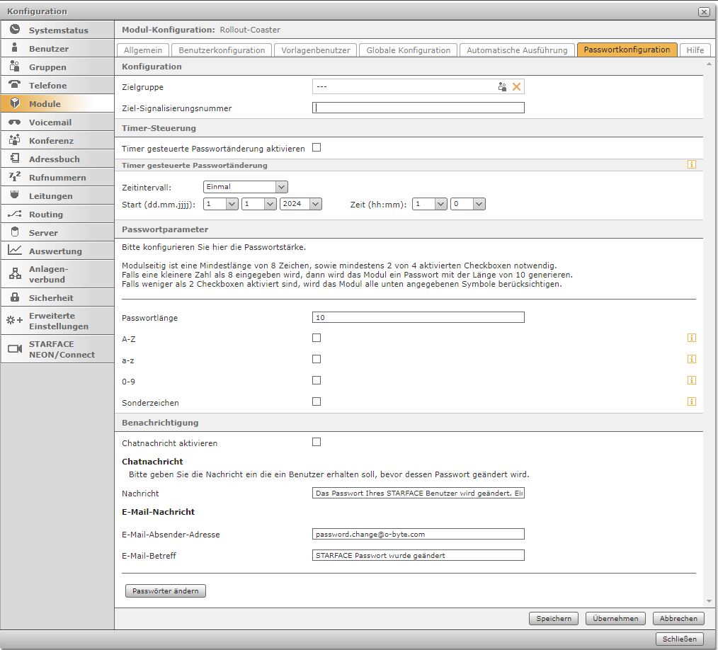 passwortkonfiguration
