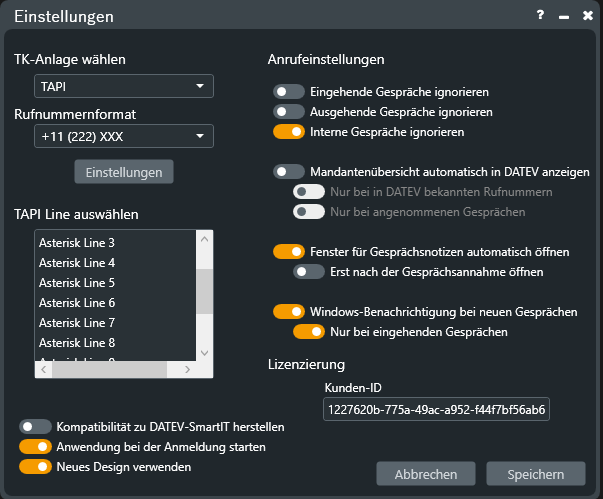 tapi einstellungen